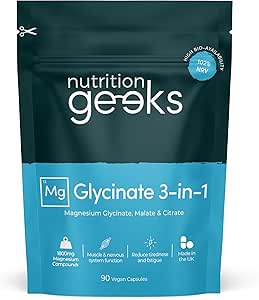 Magnesium Glycinate 3-in-1 Complex - 1800mg Supplements as Bisglycinate, Citrate & Malate 90 Vegan Capsules, Triple High Absorption 384mg Elemental, UK Made (Packaging Design May Vary) Review